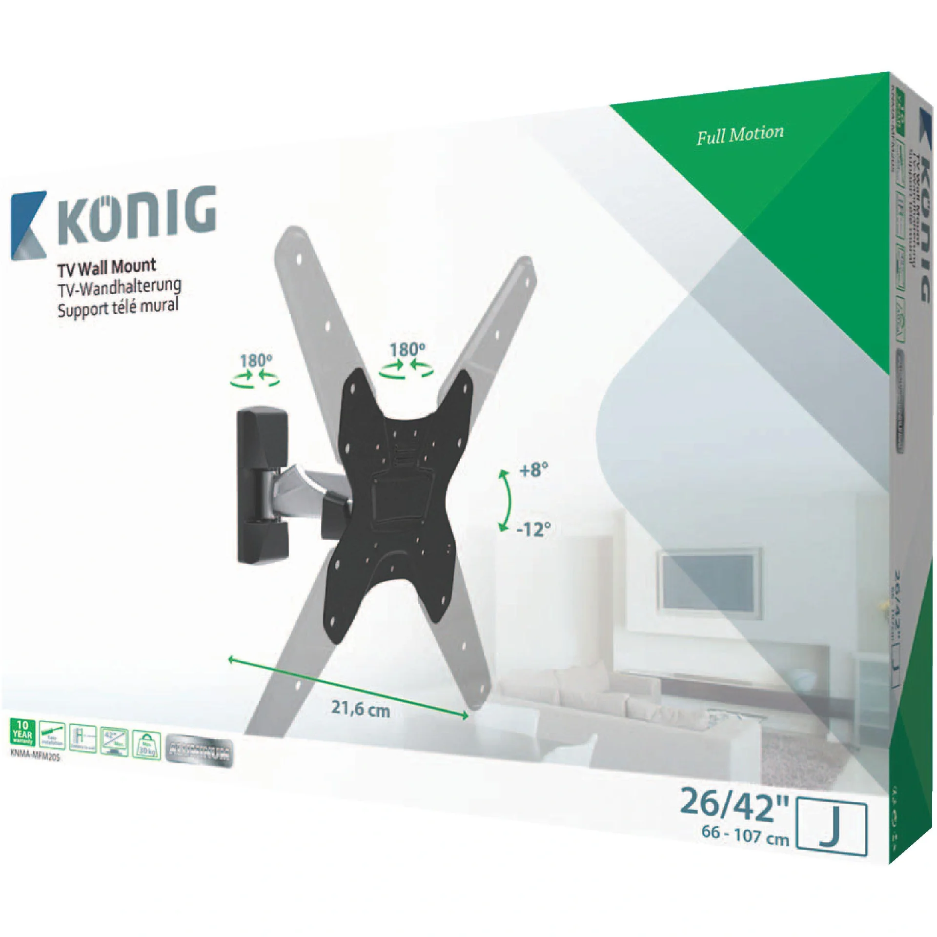 TV-Wandhalterung vollbeweglich 26 - 42 " 30 kg Silber/Schwarz - 4