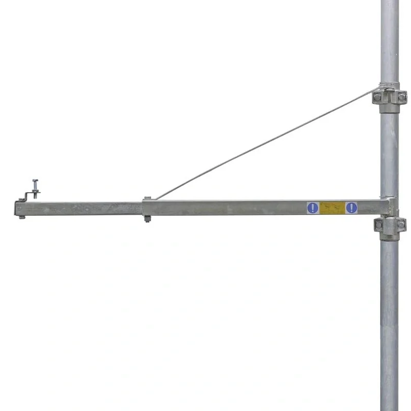 Schwenkauslegerarm SA-250, Abspannung über Zugstütze für Elektro-Bauseilwinde BW, max Tragfähigkeit 250 kg, Länge 1,1 m - 1
