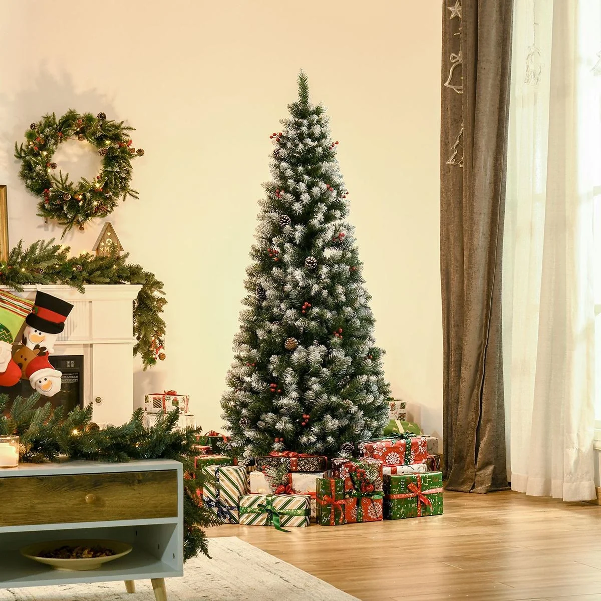 künstlicher Weihnachtsbaum mit 618 Astspitzen 180 cm Christbaum einfacher Aufbau Tannenbaum PVC Metall Grün Ø65 x 180 cm - 5
