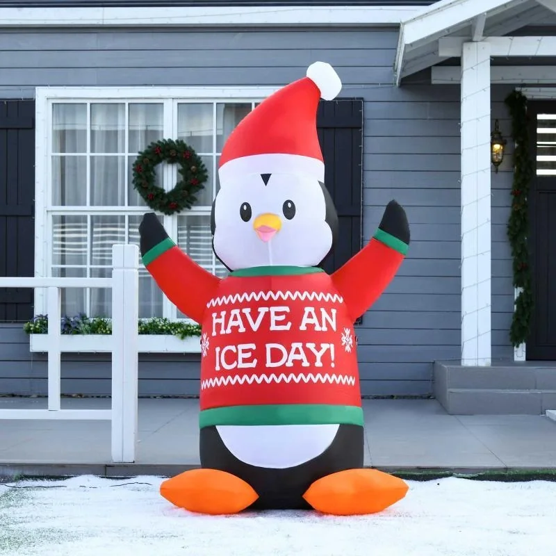 Aufblasbare Pinguin-Figur 1,88 m Weihnachtsdekoration mit Lichtern - 4
