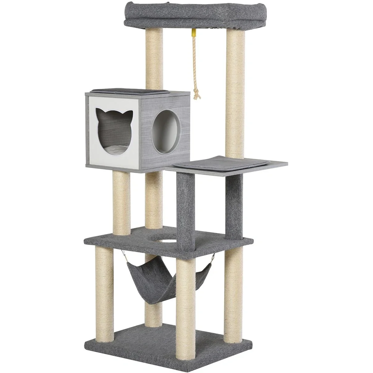 Katzen klettern am Baum Multiaktivitäten, grau & weiss - 1
