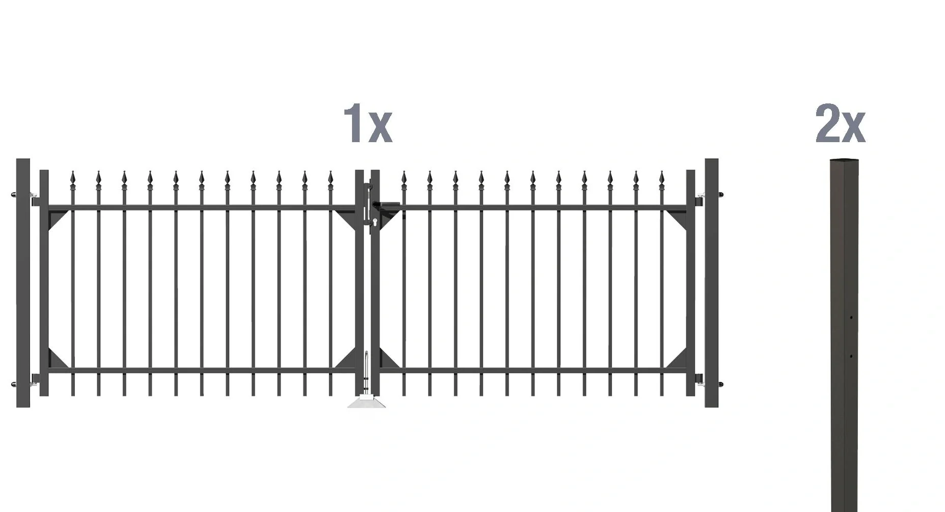 Doppeltor-Set Chaussee inkl. Pfosten 3 x 1 m anthrazit matt - 1
