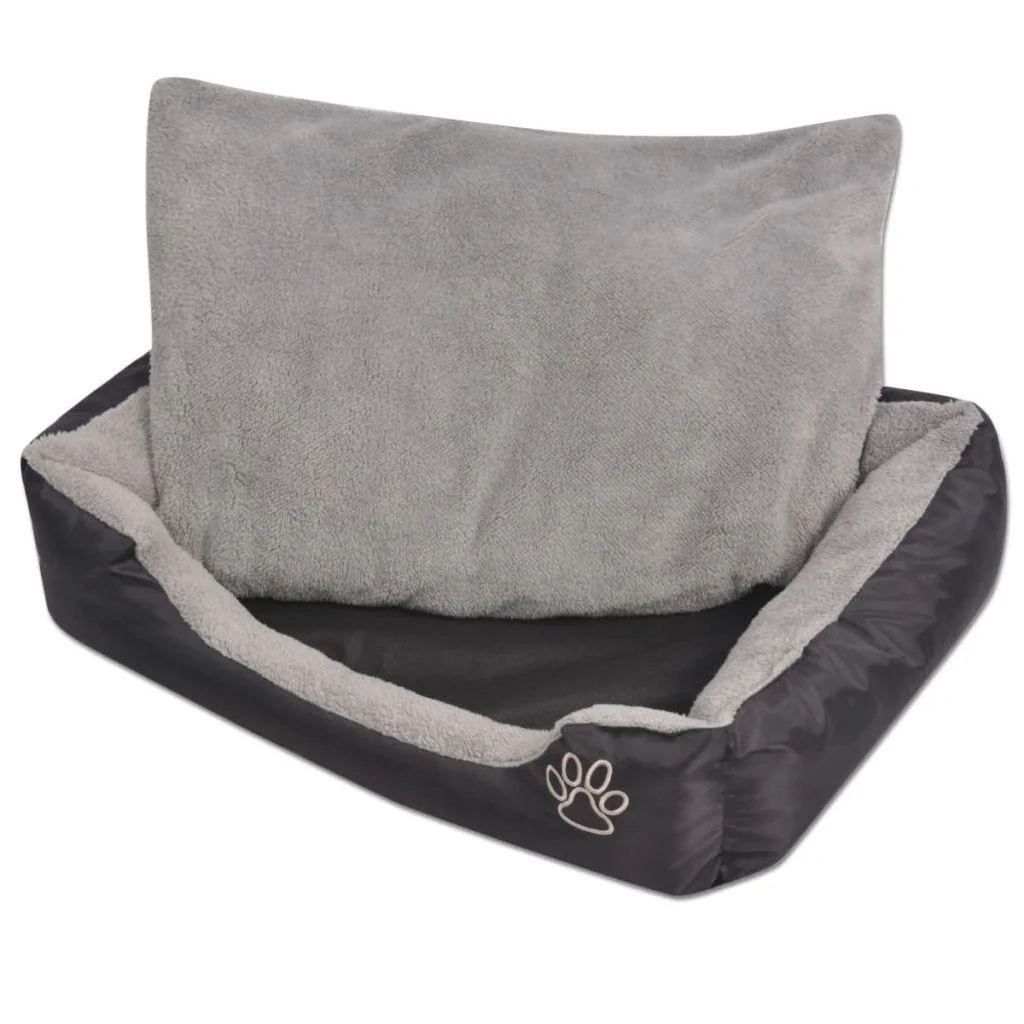 Hundebett mit Kissen Größe L schwarz - 1