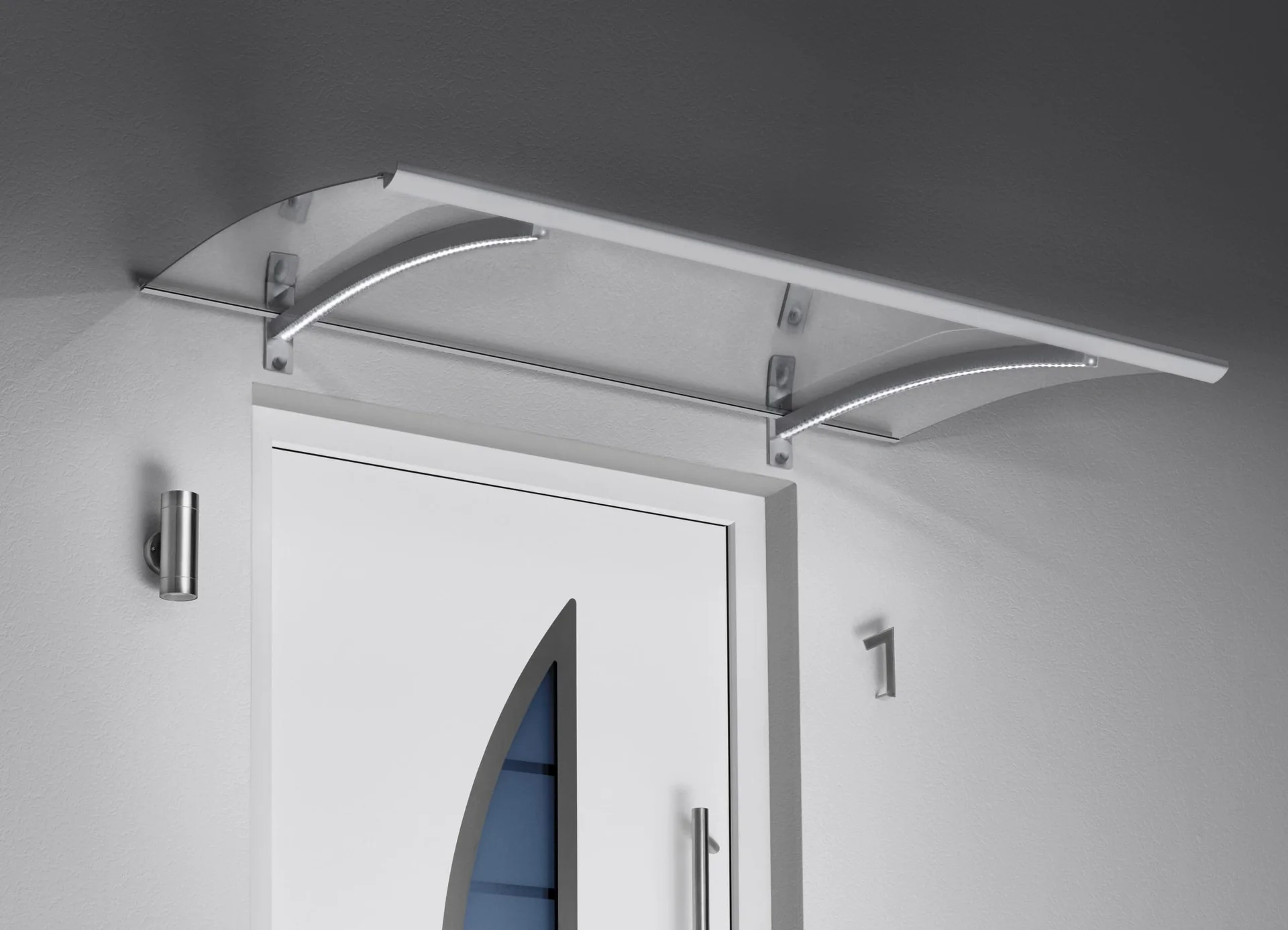 Pultvordach mit LED-Technik, 1500 x 900 x 220 mm, Edelstahl - 2