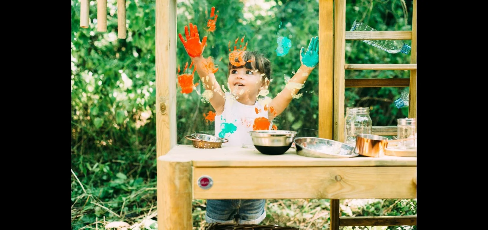 Discovery Küche   Outdoor-Spielküche für Kinder aus Holz, Pflanzkübel, Malscheibe, Windspiel, natur - 12