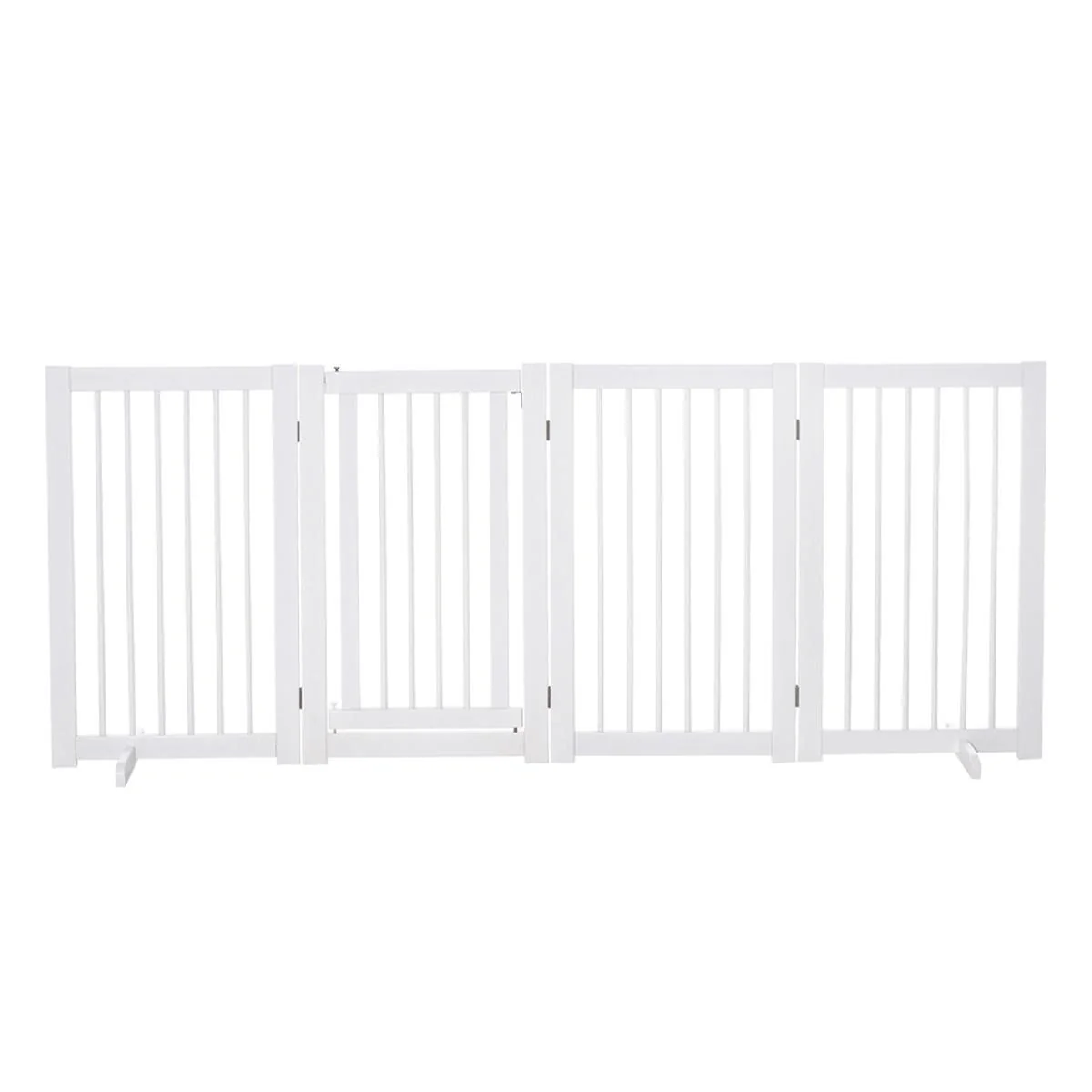 Schutzgitter für Tiere freistehende Sicherheitsgitter faltbar Hund mit 2 Stützfüße für Tier & Treppe Weiß 91 cm 4 Stücke - 4