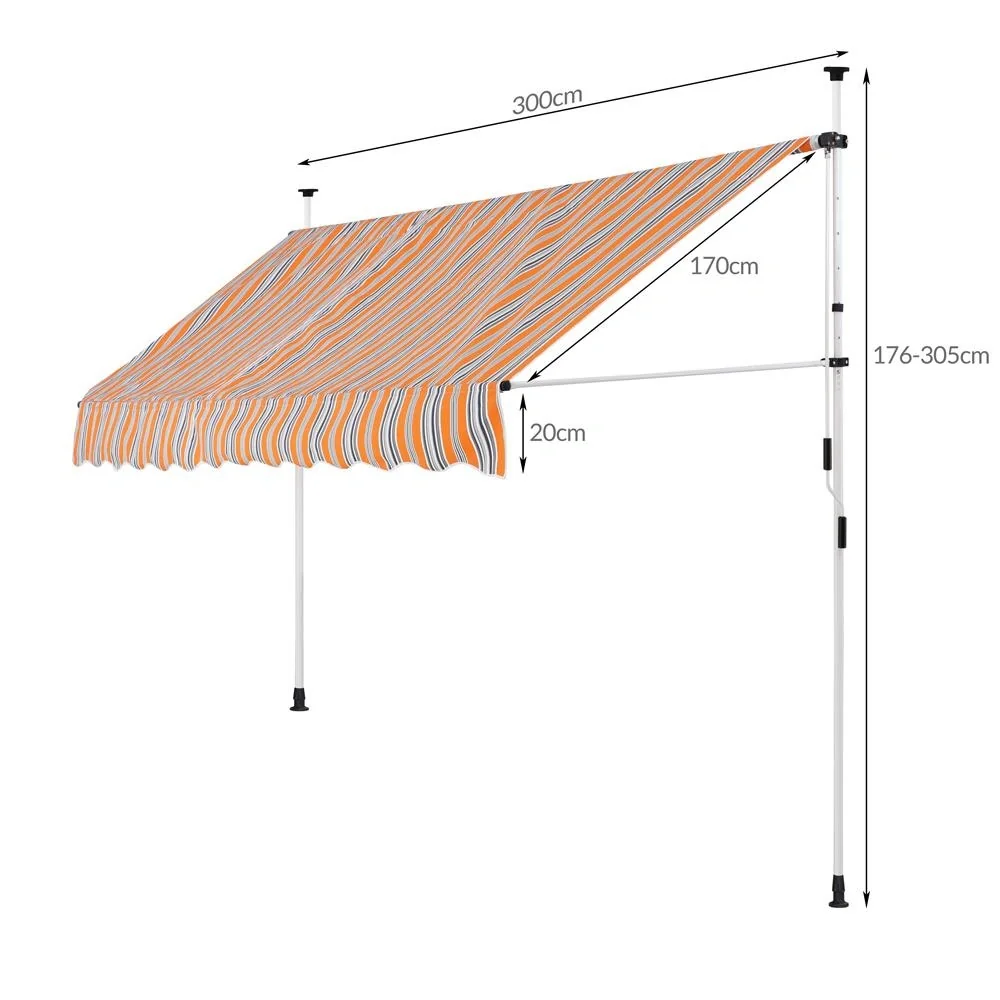 Klemmmarkise gelb/blau 300cm - 6
