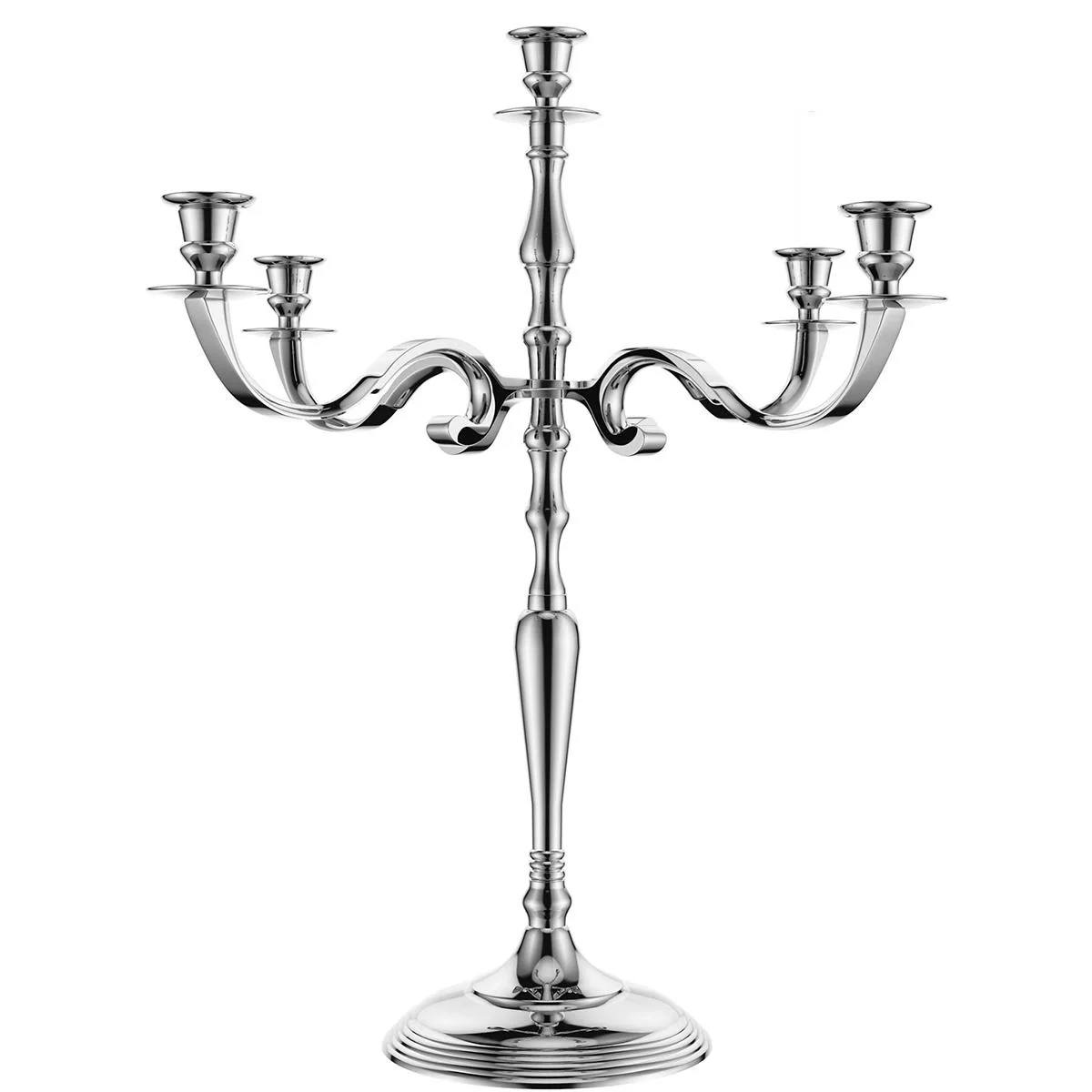 Kerzenständer silber glänzend Aluminium 40cm 5-armig Kandelaber - 10