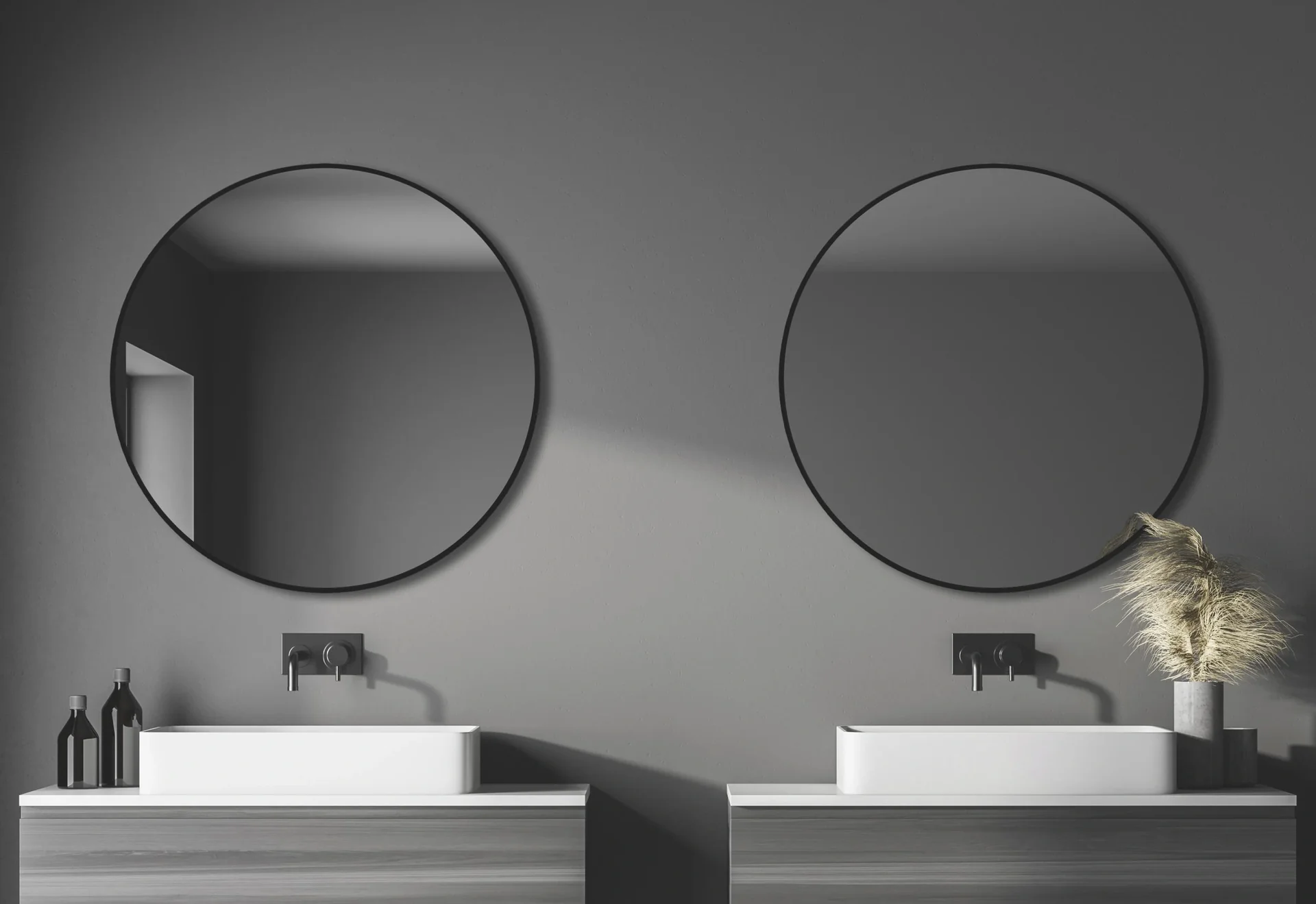 Dekorativer Wandspiegel "Black OROS" - matt Ø 100 cm - hochwertiger robuster Aluminiumrahmen in schwarz matt - 7