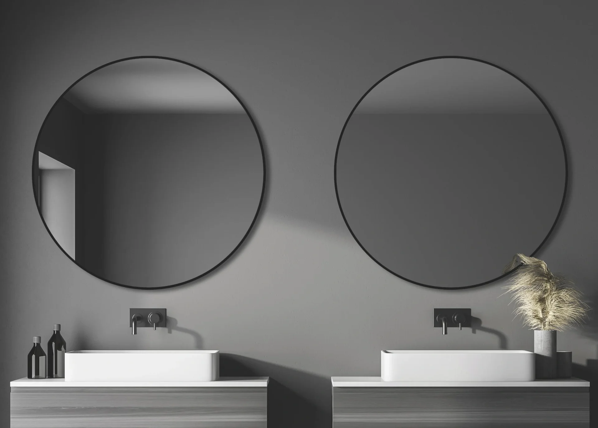 Dekorativer Wandspiegel "Black OROS" - matt Ø 120 cm - hochwertiger robuster Aluminiumrahmen in schwarz matt - 8