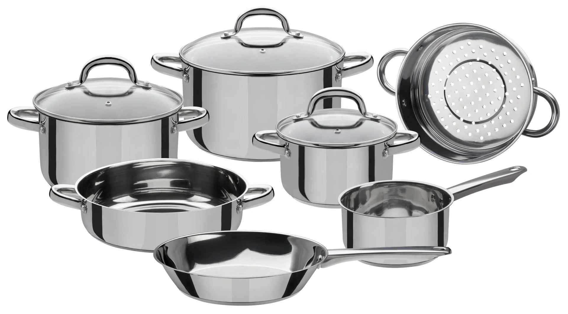 Topf-/ Pfannenset "Montreal", Silberfarben, Edelstahl, 10-teilig - 1