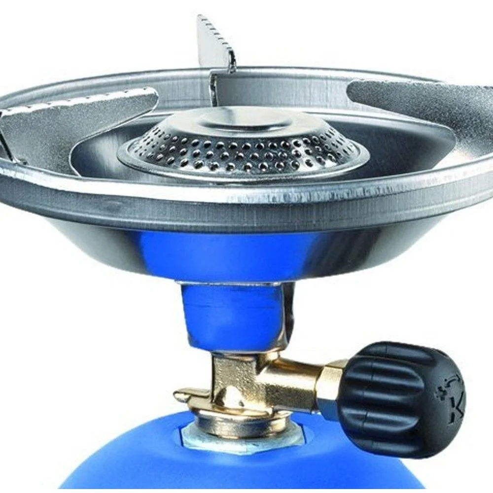 Gaskocher mit Windschutz 1200 Watt Blau mit Gastank - 4