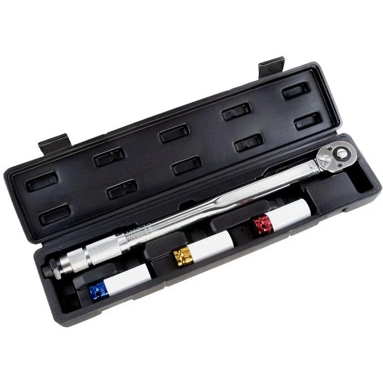 Hanse Werkzeuge Drehmomentschlüssel 3 Steckschlüsseleinsätze 17/19/21 - 40 bis 210 nm - 1/2 Zoll - 1