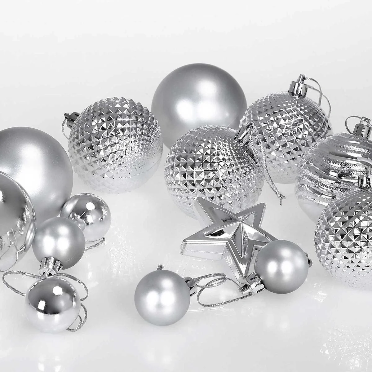 Christbaumschmuck - Christbaumschmuck silber 66 Stk. - 6