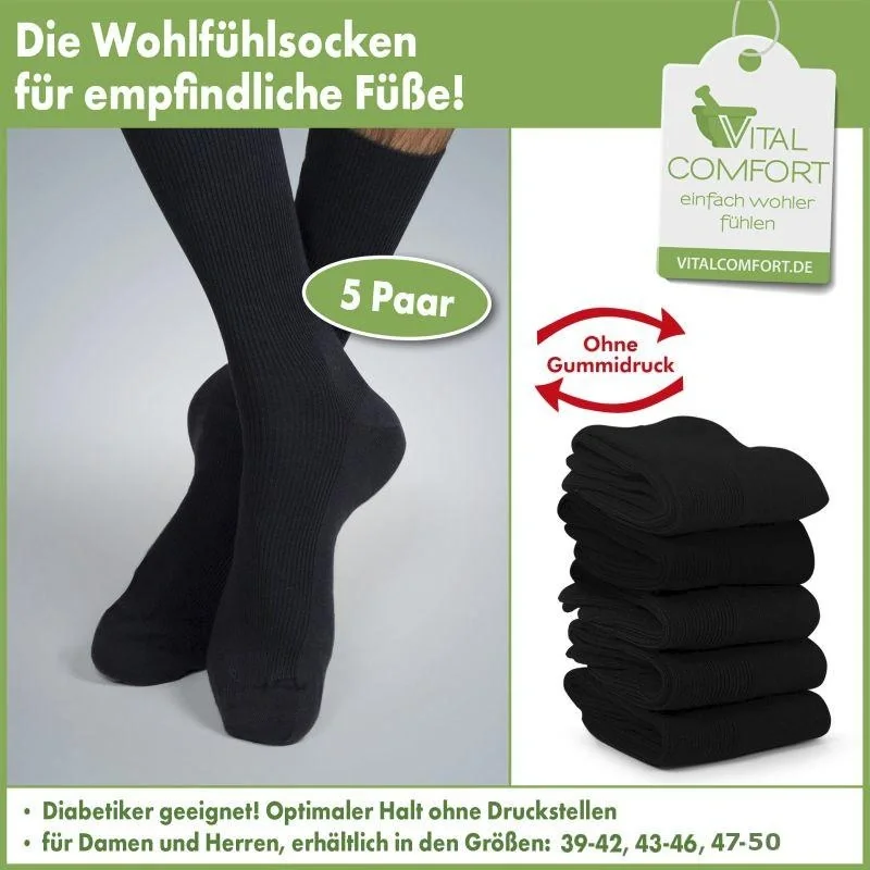 Wohlfühlsocken, schwarz sortiert, Größe 43 - 46, 5er Paar - 3