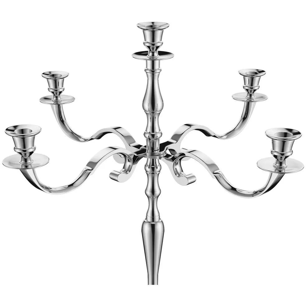 Kerzenständer silber glänzend Aluminium 60cm 5-armig Kandelaber - 10