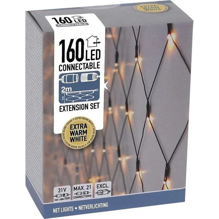 Netzbeleuchtung - Verkettbar - 160 LED - 2 Meter - Warmweiß - 3