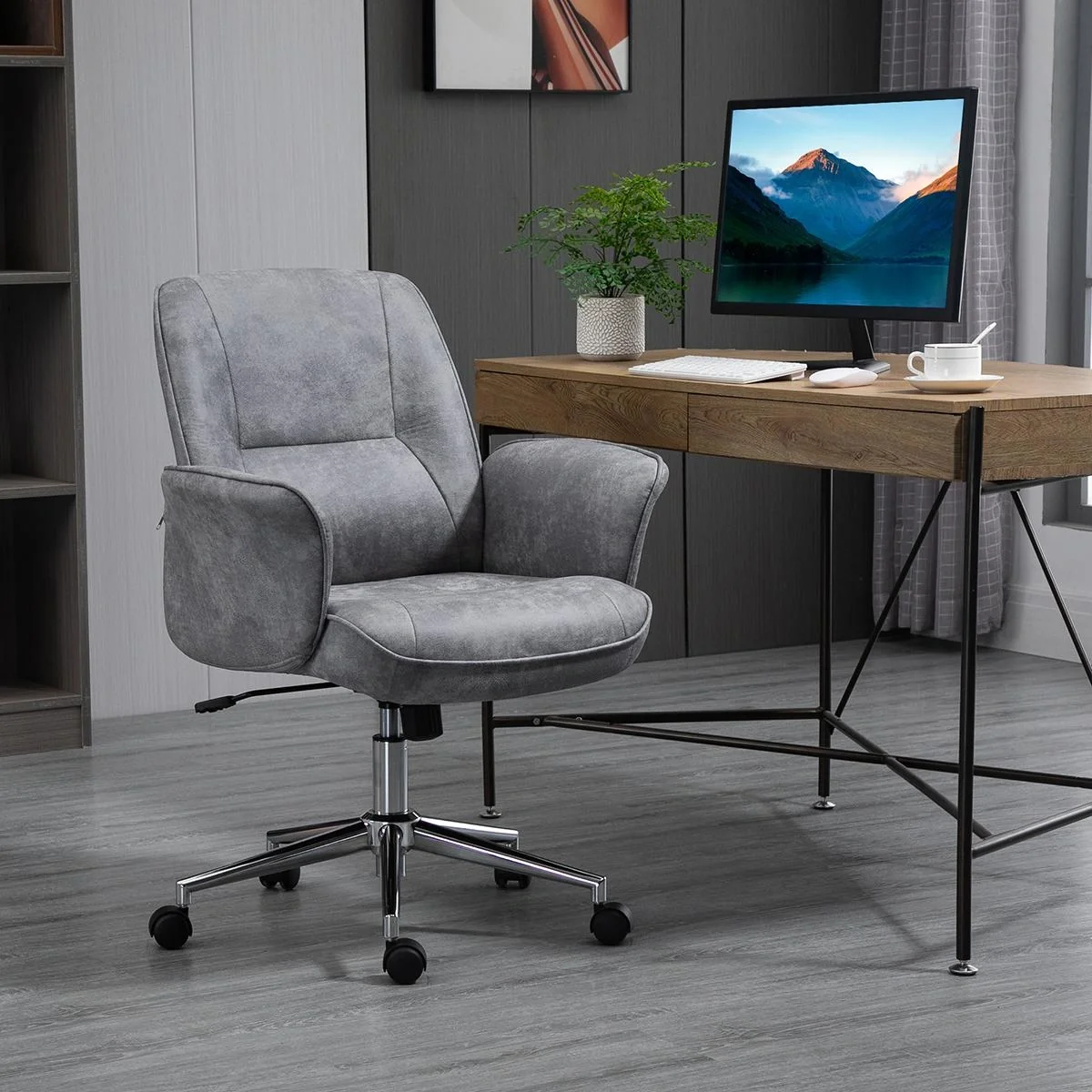 Bürostuhl Schreibtischstuhl Drehstuhl Home-Office-Stuhl mit Wippenfunktion höhenverstellbarer ergonomisch 360°-Drehräder - 4