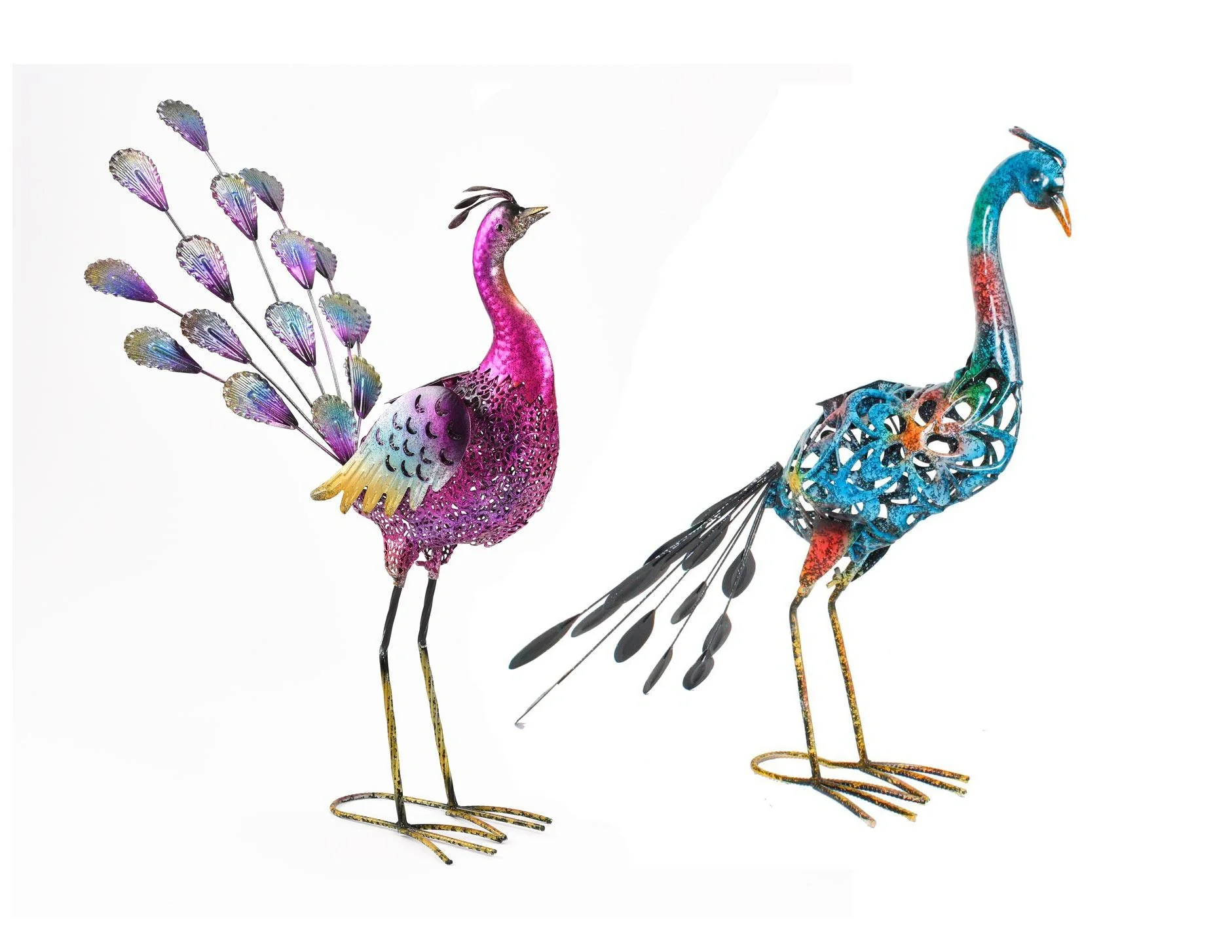 Metall Deko Pfauen "Bonnie" & "Clyde" mit LED Beleuchtung - 7