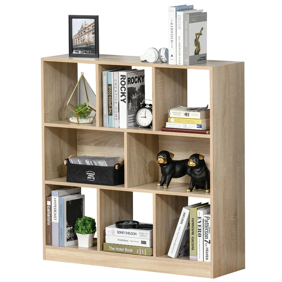 Bücherregal 3-stöckige Aufbewahrungsregal Büroregal Display Regal für Home-Office Wohnzimmer Spanplatte Natur 97,5 x 30 - 4