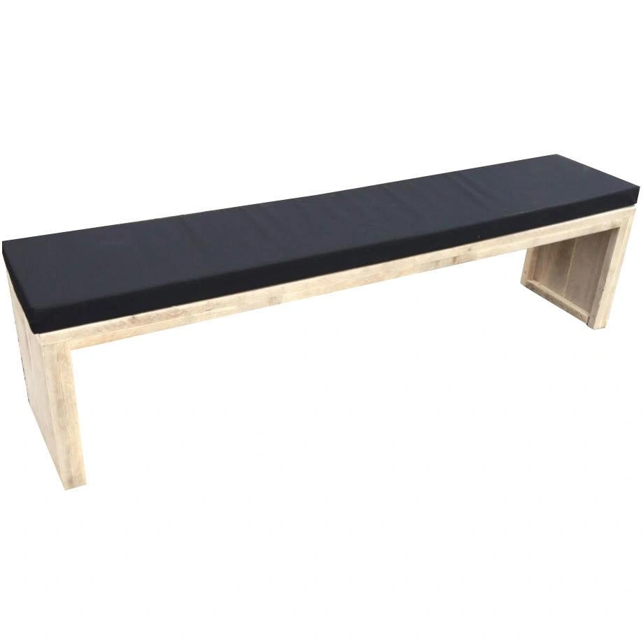 Gartenbankgerüst Holz 180 cm inkl. Wasser- und schmutzabweisendem Kissen schwarz - 1