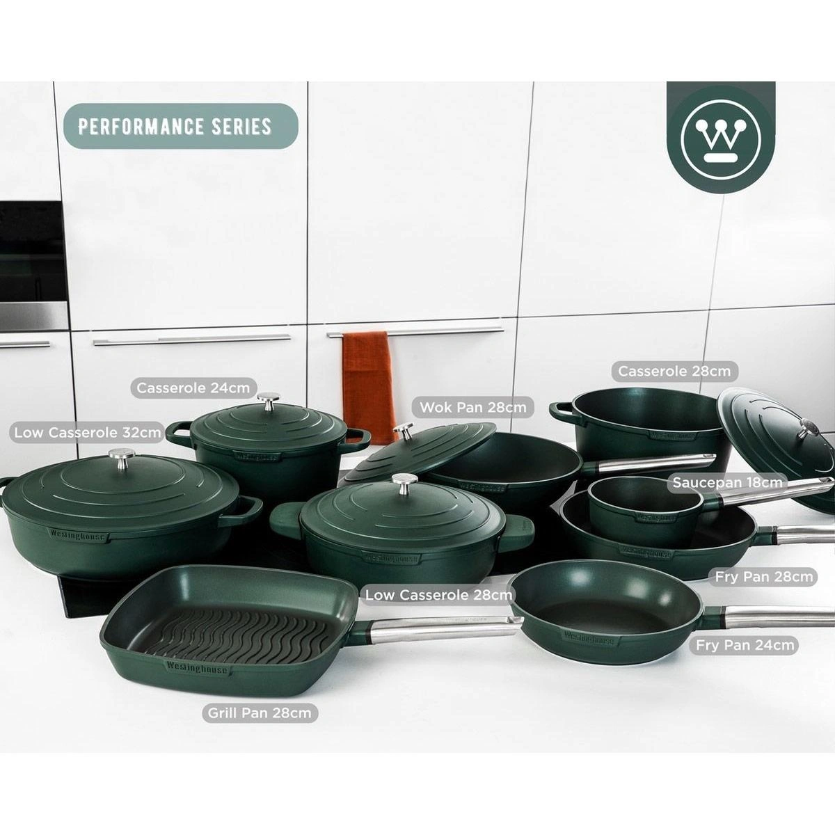 Performance Series Töpfe & Pfannen - Bratpfanne 28 cm + Bratpfanne 28 cm + Bratpfanne 24 cm - Grün - 9