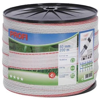 Profi Zaunband 40Mm, 11X0,30 Tric, 200M, Weiß/Rot - 2