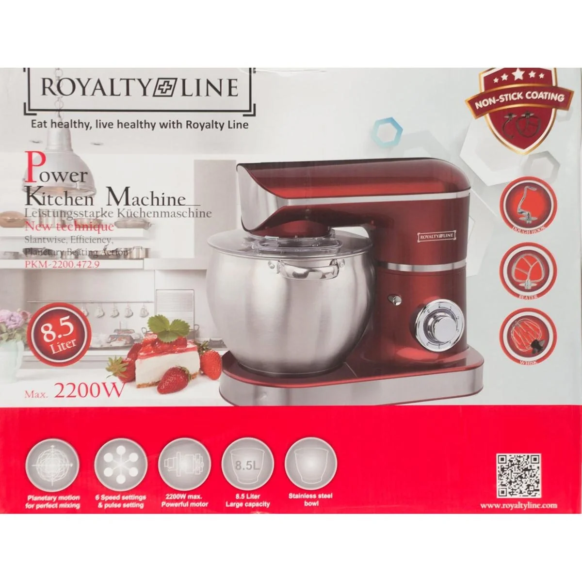 Power-Küchenmaschine - 2200W - 8.5L - Rot - 2