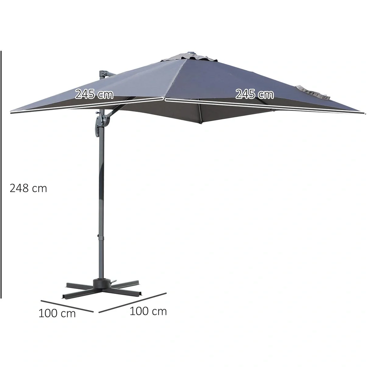 Sonnenschirm 245 x 245 cm Kurbelsc - 5