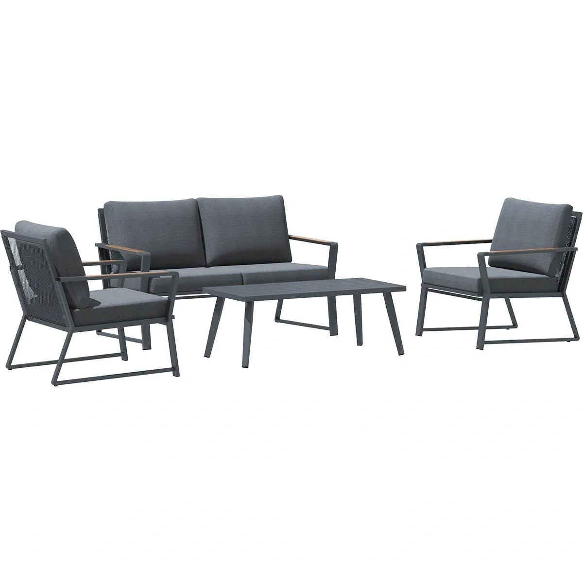 4-teiliges Gartenmöbel-Set mit Sofa, Stühlen und Beistelltisch dunkelgrau - 6