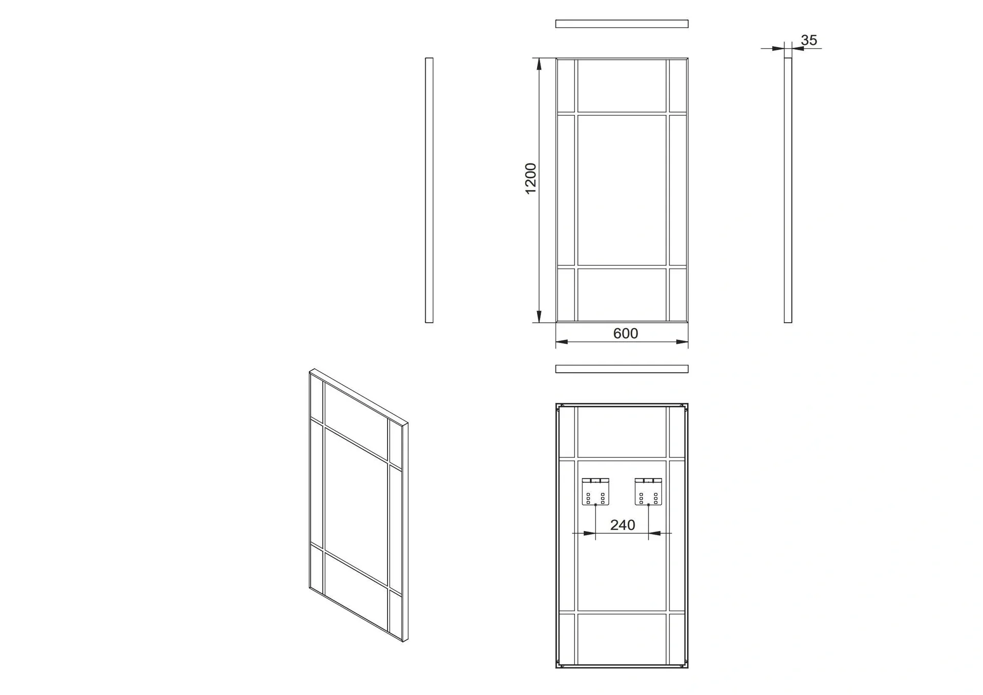 Dekorativer Wandspiegel "Black Square" mit modernem Design 60 x 120 cm - 7