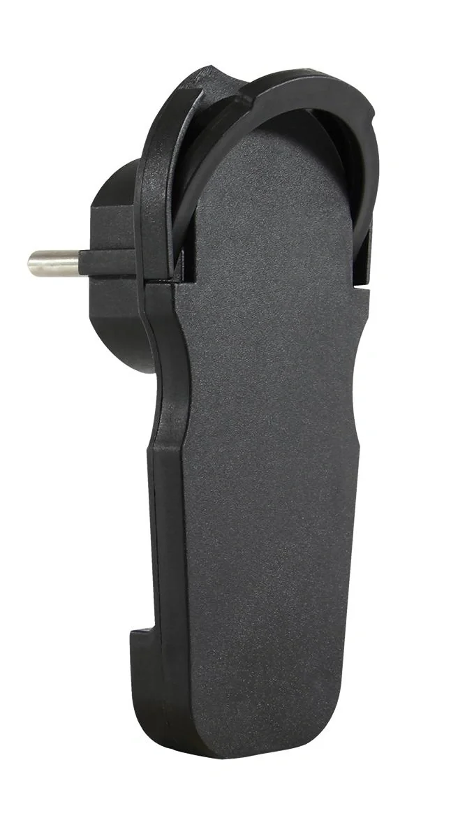 Schutzkontakt-Flachstecker mit Netzanschluss, schwarz - 2