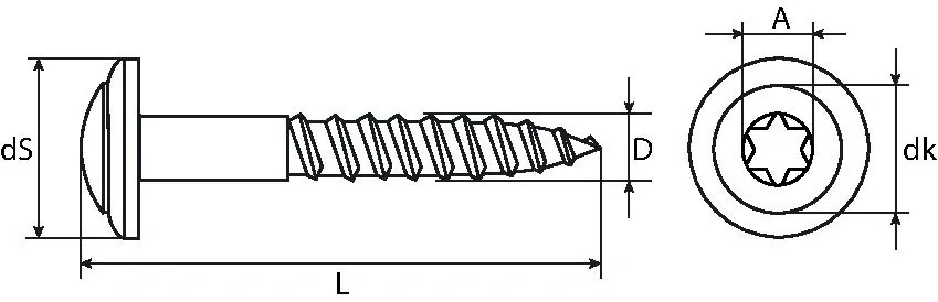 Spenglerschrauben TX Linsensenkkopf Edelstahl A2 4.5x45mm TX20 100 Stück - 3
