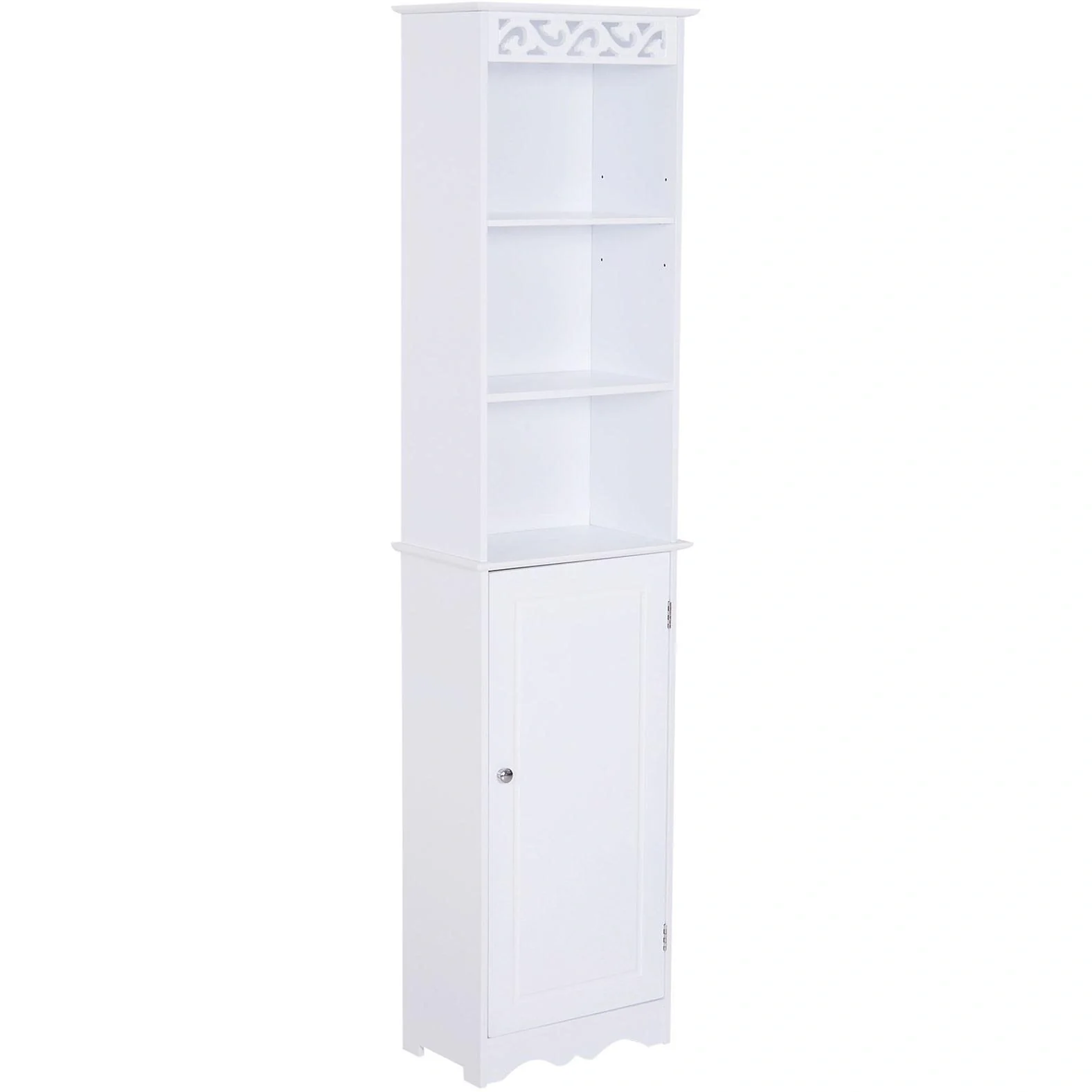 Badschrank Wäscheschrank Standregal Aufbewahrung 6 Fächer MDF Weiß 40 x 23 x 160 cm - 1