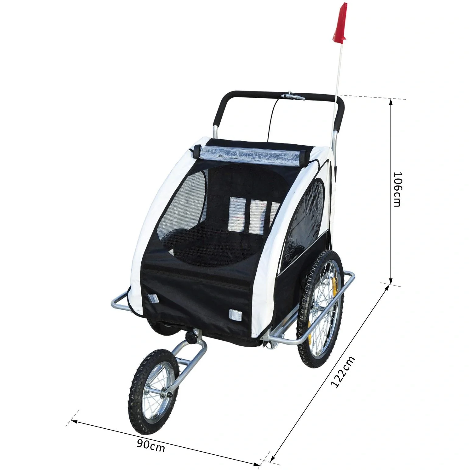 Fahrradanhänger UND Fahrradbuggy 2-in-1 weiß/schwarz - 7