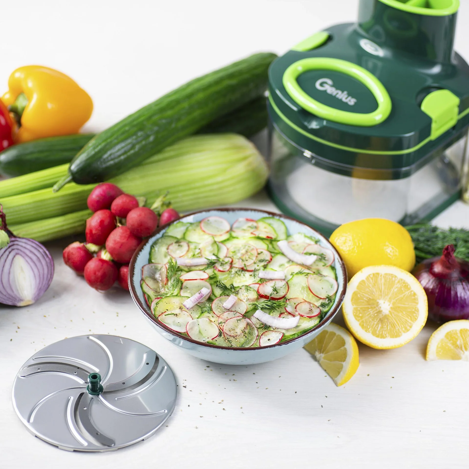 Manueller Food Processor "Pegasus", Gemüsezerkleinerer, Set, Grün, 10-teilig - 11