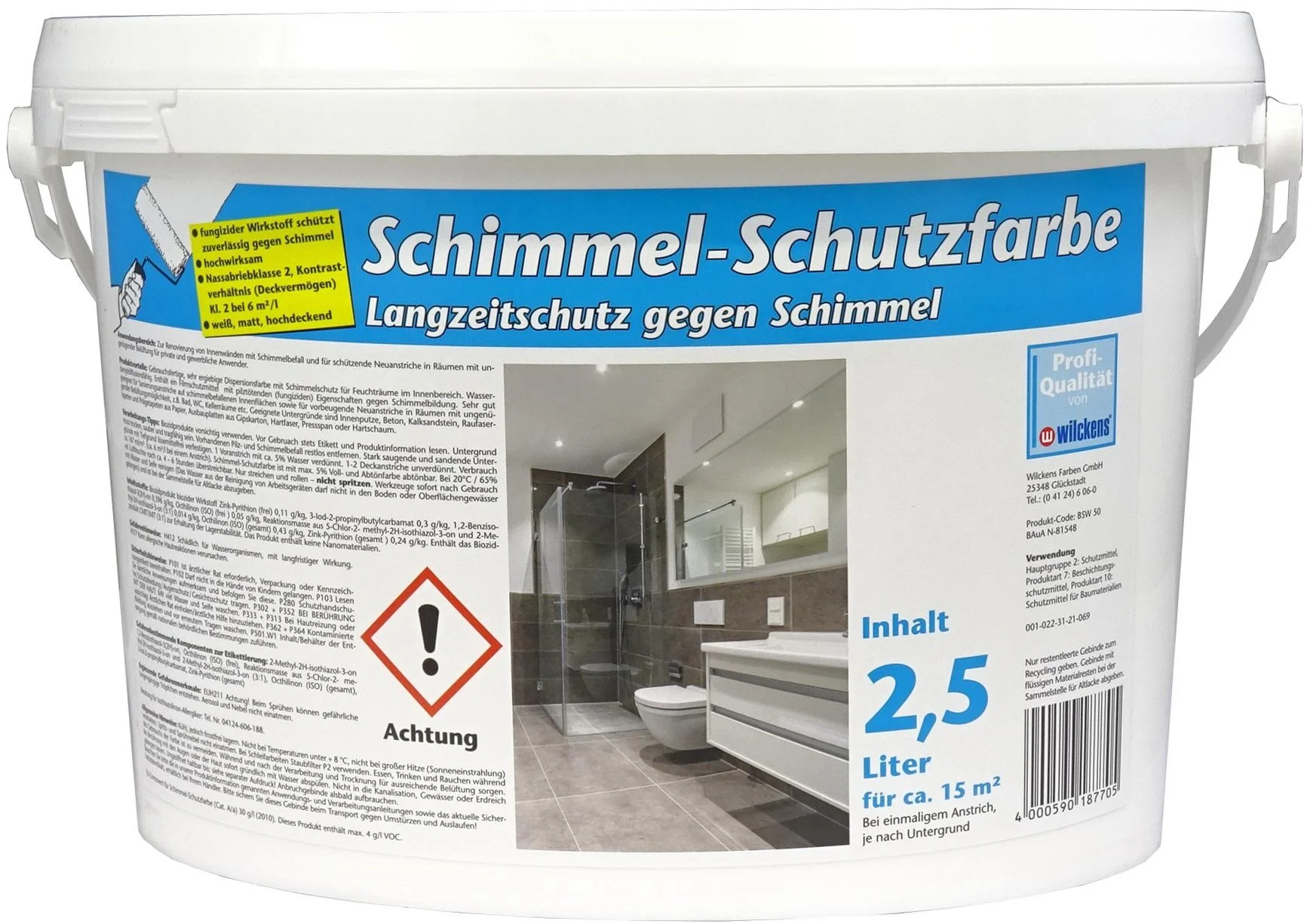 Schimmel-Schutzfarbe weiß, 2,5 Liter - 1