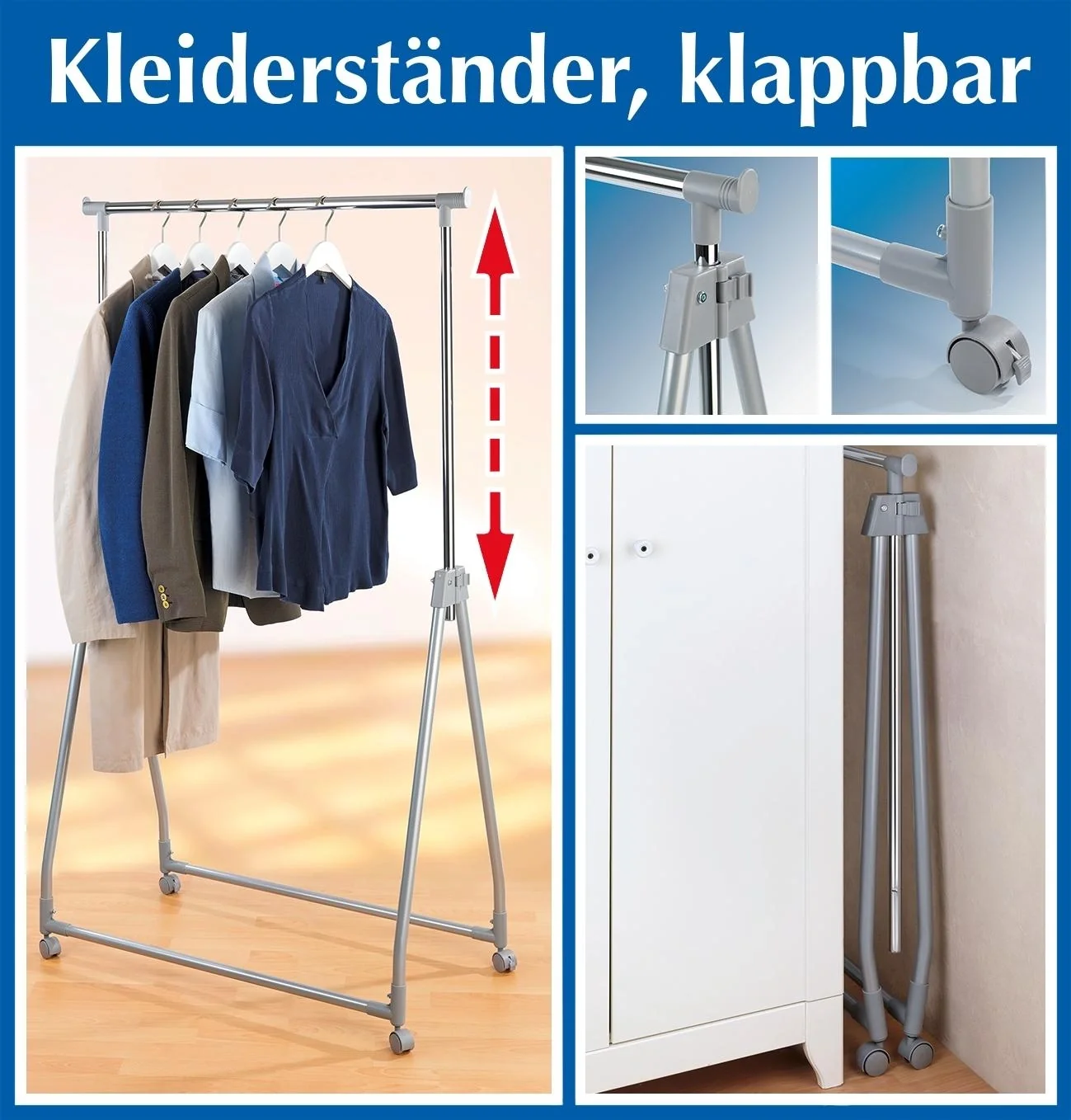Kleiderständer - Klappbar, höhenverstellbar, bis 40 kg Traglast - 11