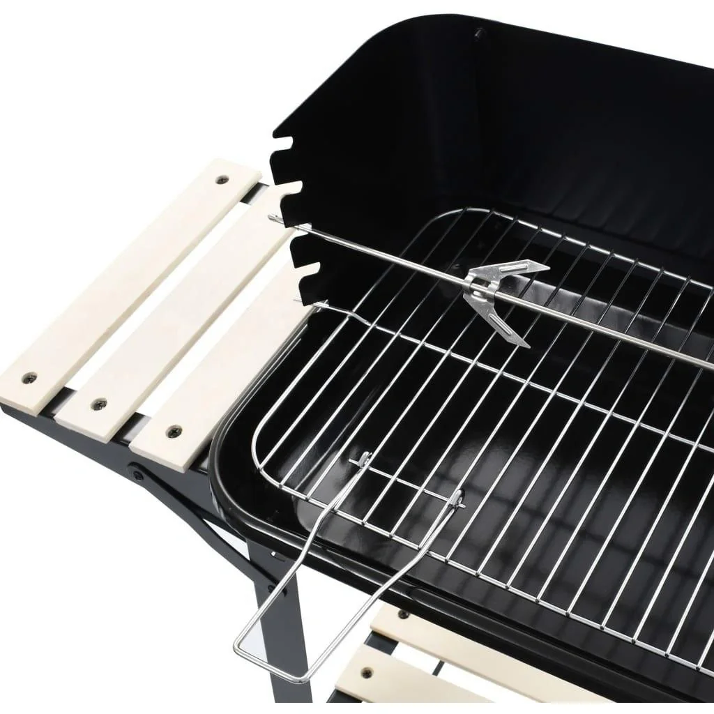 Holzkohlegrill - Grillfläche 54 x 34 - Edelstahl - Schwarz - Mit Spieß - 10