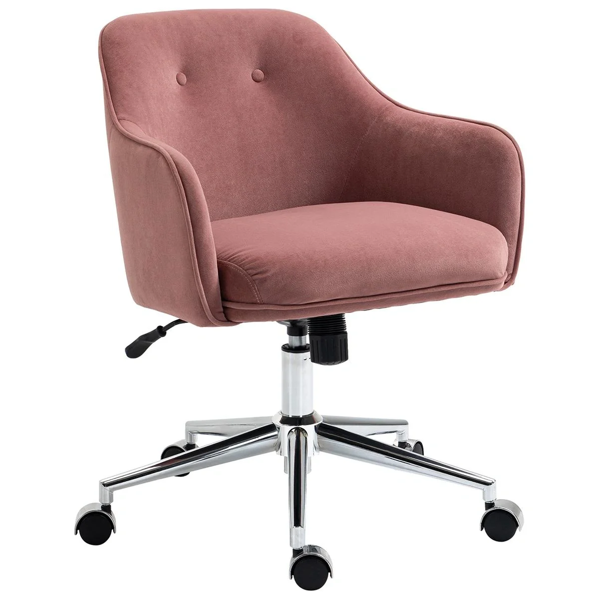 Bürostuhl mit Wippenfunktion Home-Office-Stuhl höhenverstellbarer Schreibtischstuhl ergonomisch 360°-Drehräder Samt-Tou - 1
