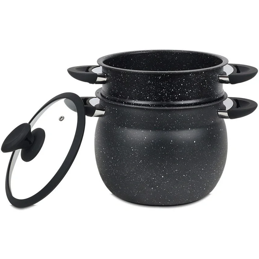 Couscous-Pfanne - 6L - Schwarz - 26x26x26 Cm - 6