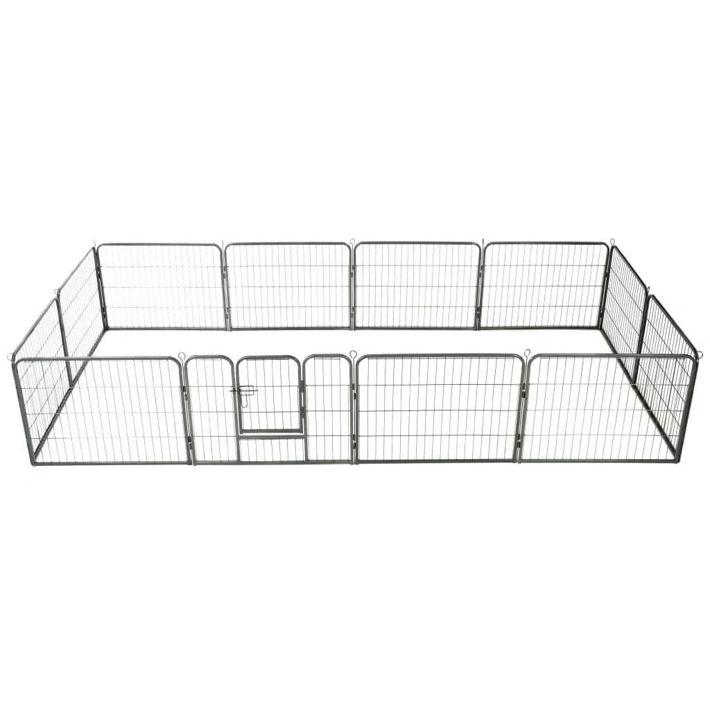Hundeauslauf 12 Platten 80x60 cm schwarzer Stahl - 1