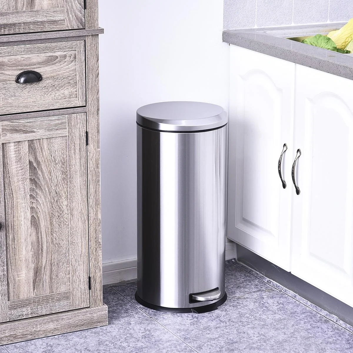 Treteimer mit Inneneimer silber/schwarz - 5