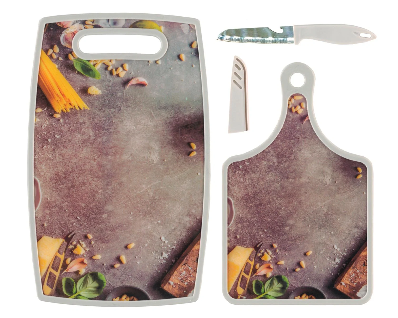 Schneidebretter mit Messer im Pasta Design, 2er Set - 2
