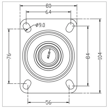 Lenkrolle mit Vollgummi Reifen und Feststeller, Durchmesser 80 mm - 2