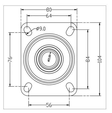 Lenkrolle mit Vollgummi Reifen u.Feststeller Durchmesser 100 mm - 2