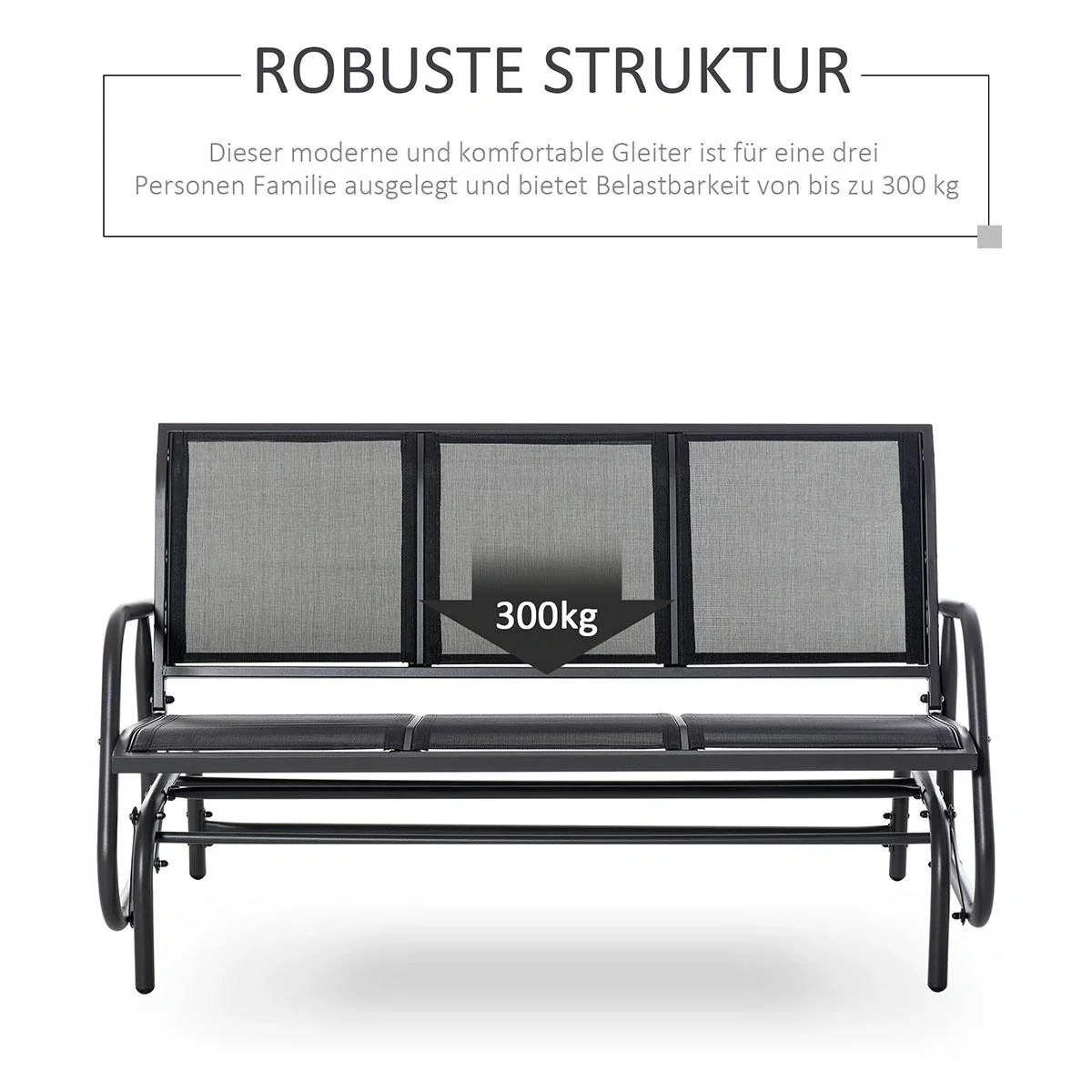 Schaukelbank 2-Sitzer Gartenbank Gartenschaukel Sitzbank Parkbank Metall Gartenmöbel Schwarz 151 x 75 x 85 cm - 5