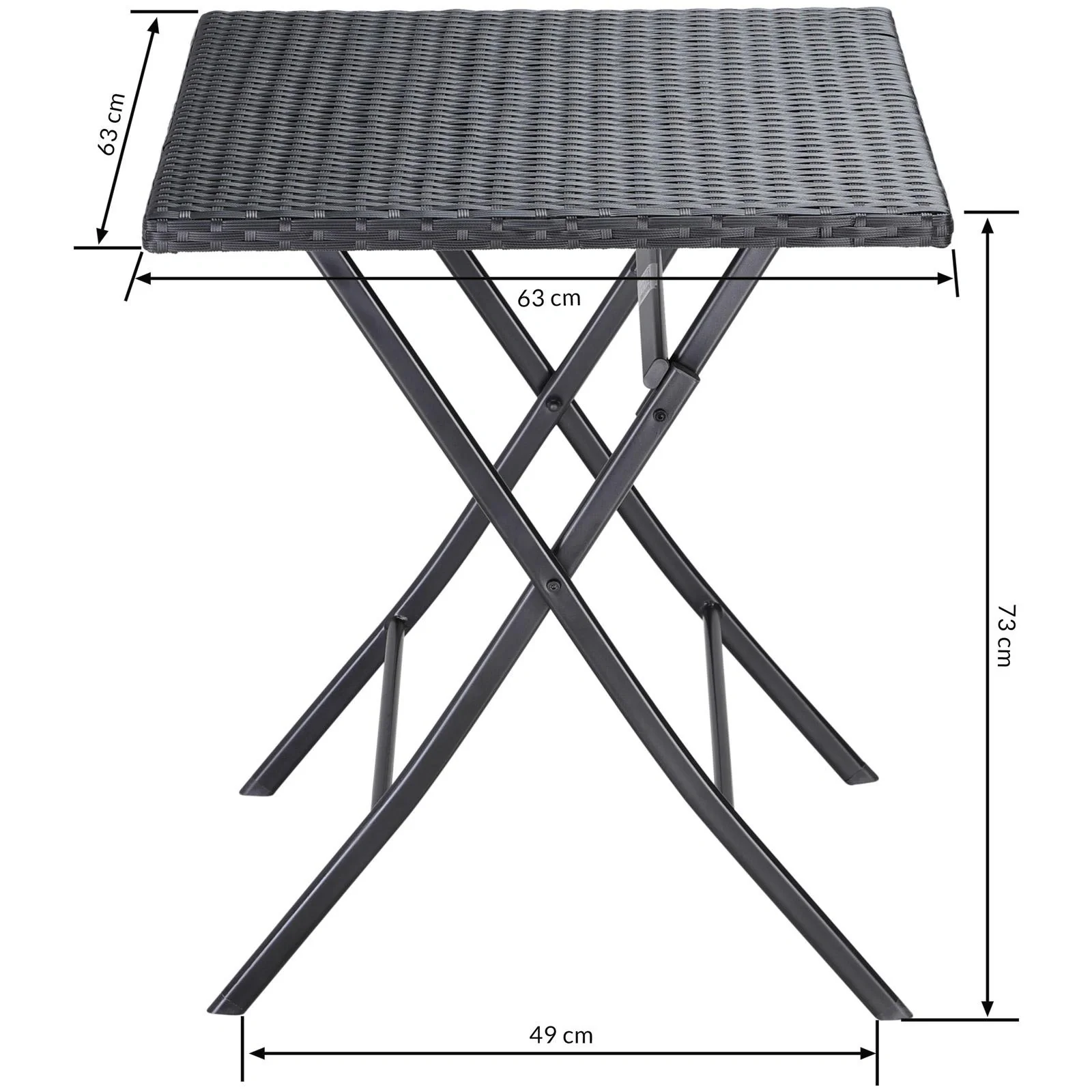 Klapptisch Polyrotan Schwarz, 63 x 63 x 73 cm - 4