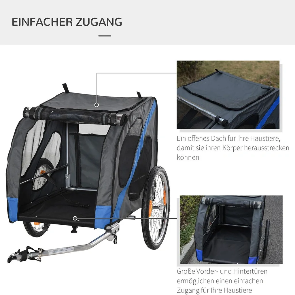 Fahrradanhänger für Hunde schwarz, rot - 10