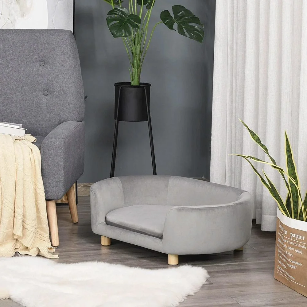 Haustiersofa für Hunde und Katzen hellgrau - 4